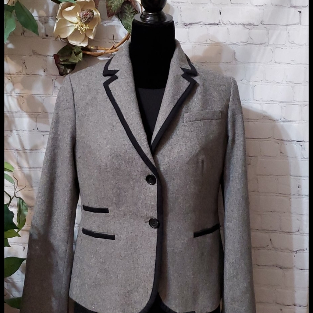 Never worn J Crew Gray/Black Wool 2 Button Blazer